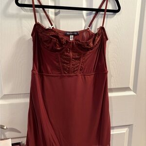 Urban Outfitters Burgundy Lace Detail Dress